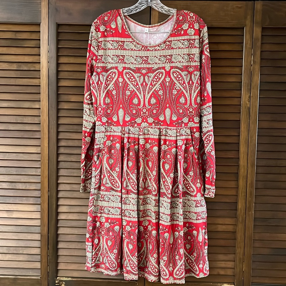 Women’s swing tunic sleeve floral flare dress